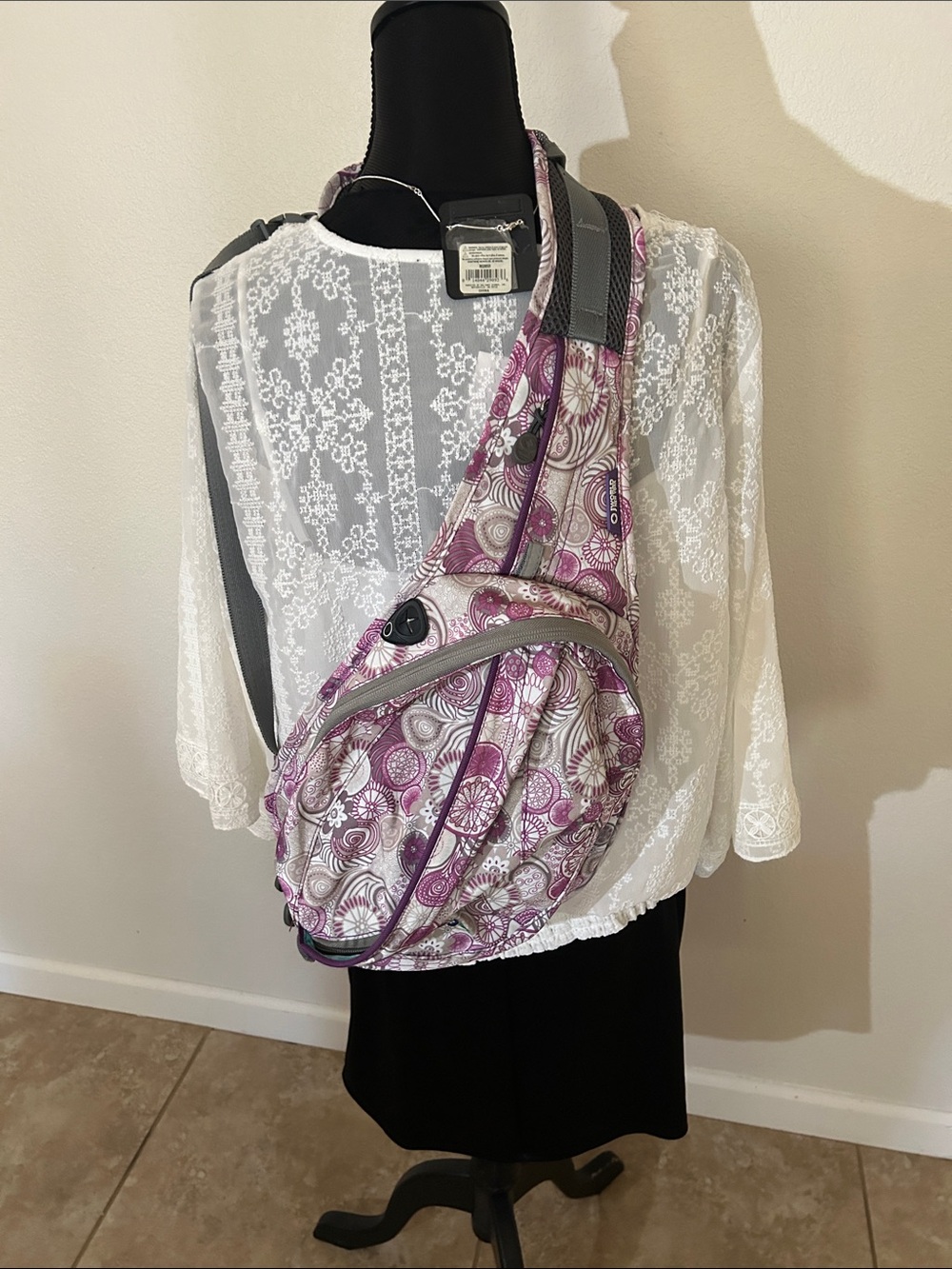 Stylish Purple Pattern Print Crossbody Sling Bag - Women